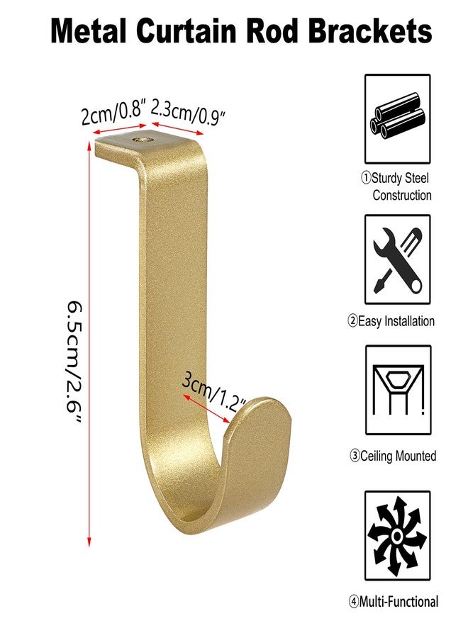 Hoowen 6 Pack Ceiling Curtain Rod Brackets, Sturdy Metal Curtain Rods Holders with Screws for 1 Inch Rod, Mounting Bracket for Ceiling Mount, Windows Drapes Curtains Hardware for Home Office, Gold - Image 5